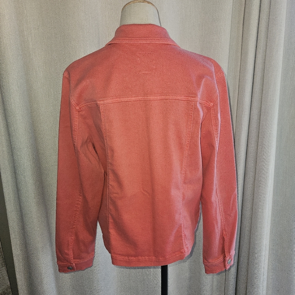 Tommy Bahama Leila Mineral Wash Button Front Denim Jacket: Lt Pomodoro: Medium - Picture 10 of 12